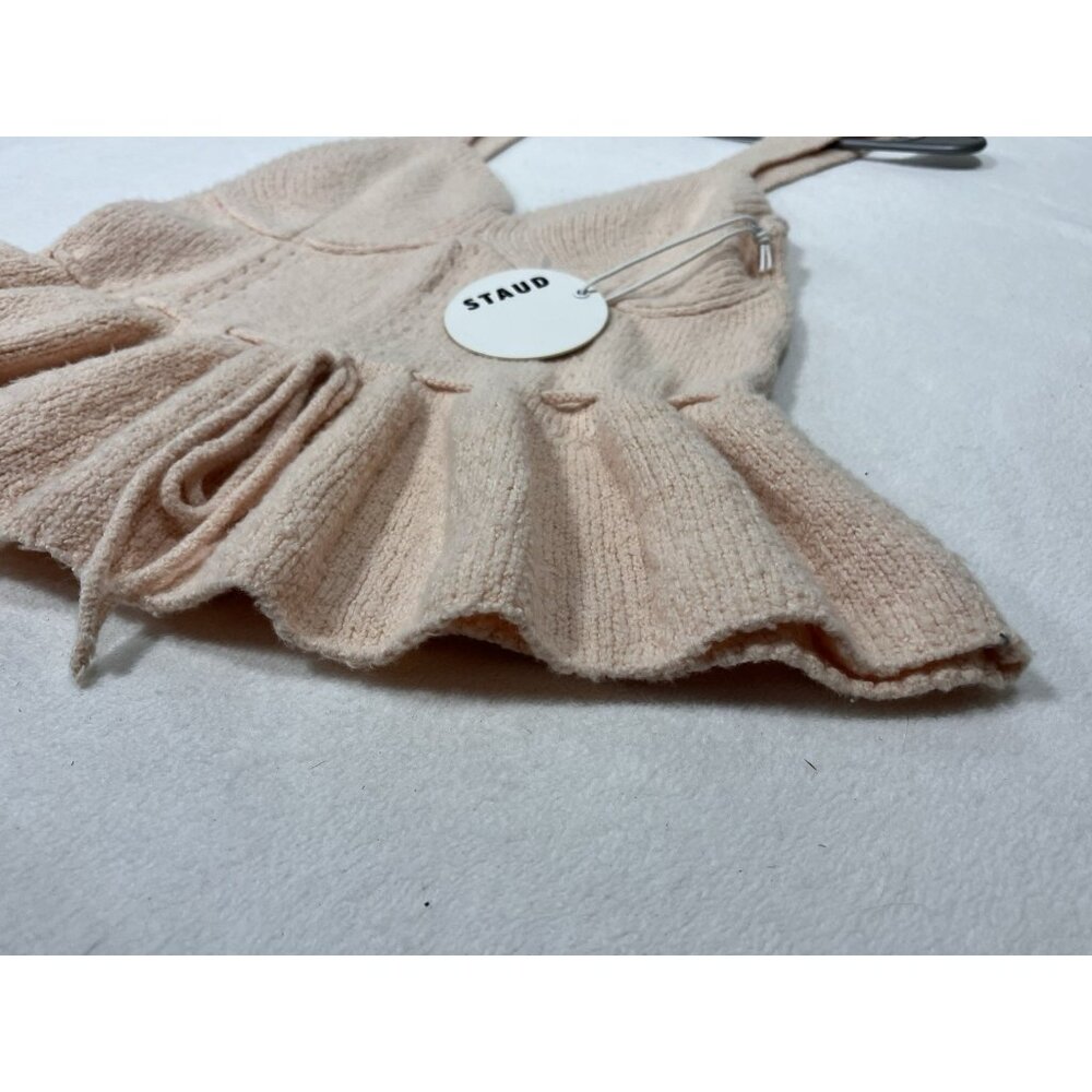 STAUD Coco Top Petal Pink Knit Peplum Tank NWT $230 Retail Size S - Picture 2 of 14